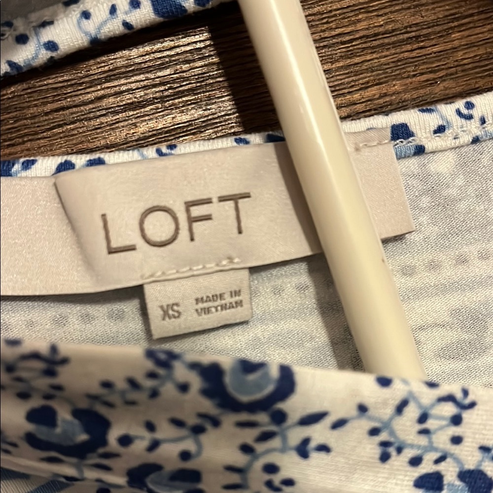 LOFT Blue and White Ruffled Tiered Sundress Halter style XS - Picture 2 of 7
